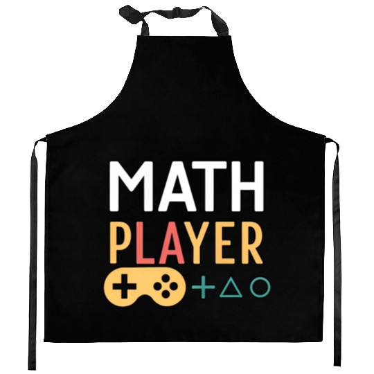 Math Gamer Player – Video Game Style Math Design Kitchen Aprons