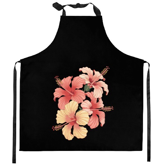 Vibrant Hibiscus Blooms Art Design Kitchen Aprons