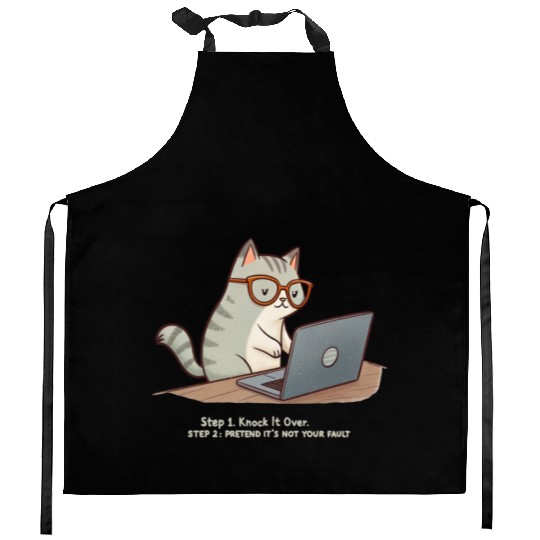 Keyboard Warrior Cat Kitchen Aprons