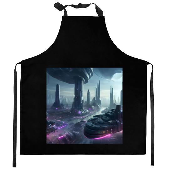 Ethereal Alien Planet Landscape Kitchen Aprons