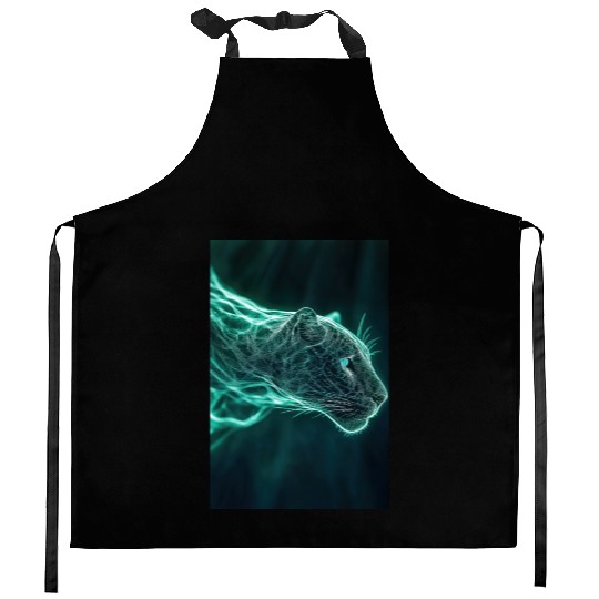Neon Jaguar Spirit Form Kitchen Aprons