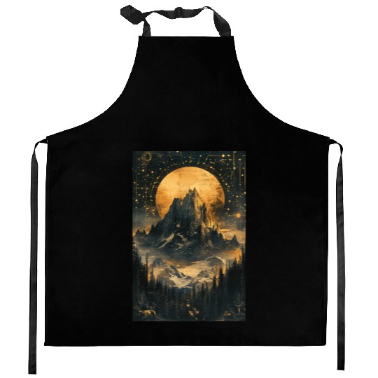 Celestial Mountain Dreamscape Kitchen Aprons