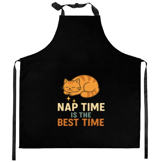 Cute Sleeping Cat Nap Time Design Kitchen Aprons