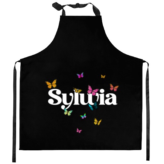 SYLWIA - beautiful girl name with cute butterflies Kitchen Aprons