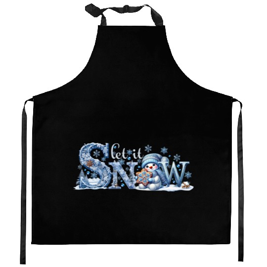 Let it Snow Kitchen Aprons, Winter Lover Snowman Kitchen Aprons