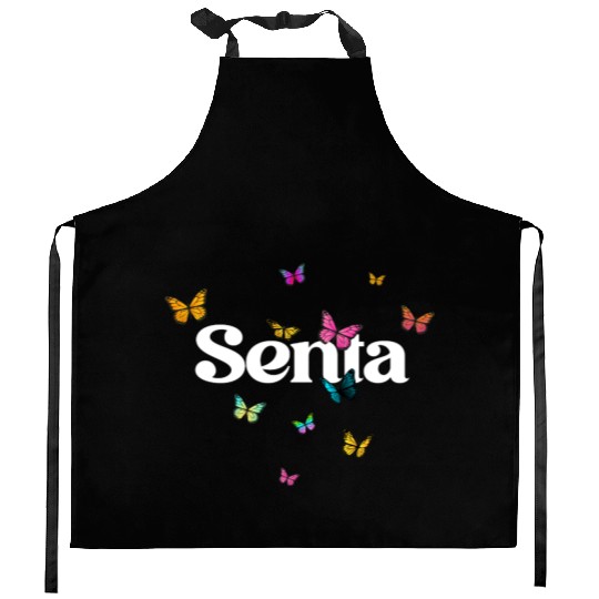 SENTA - beautiful girl name with cute butterflies Kitchen Aprons