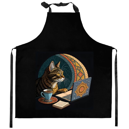 I are programmer - cool hacker cat- islamic mood Kitchen Aprons