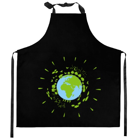Our Green Planet Earth Cool Illustration Kitchen Aprons