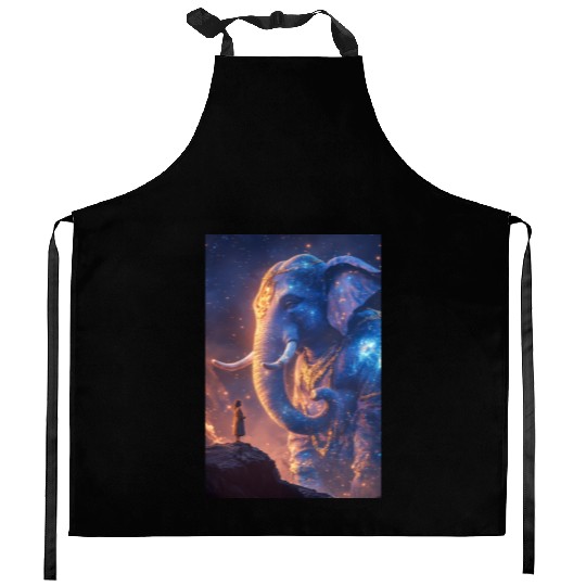 Celestial Elephant Guardian Kitchen Aprons