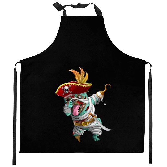 Dabbing Pirate Zombie Mummy Pug Cute Halloween Pug Kitchen Aprons