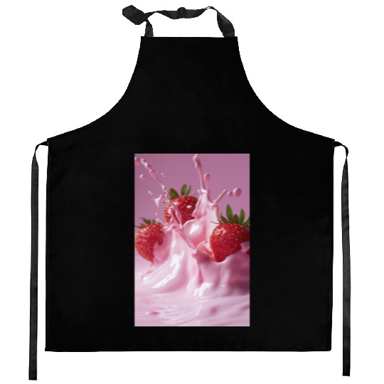 Strawberries in Pink Splash Kitchen Aprons