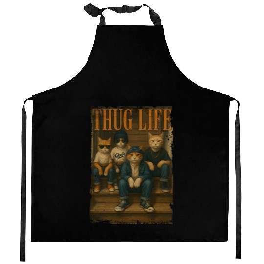 Thug Life Cats Funny Gangsta Street Style Kitchen Aprons