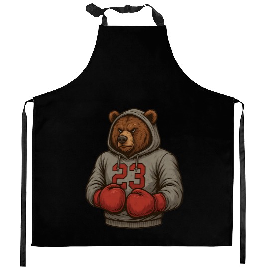Bear 23 Boxing Kitchen Aprons Grizzly Gym Fighter Kitchen Aprons