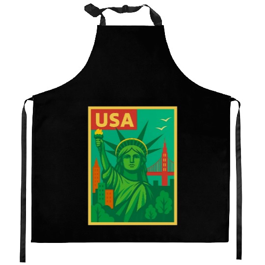 Iconic Statue of Liberty Urban Artwork  Kitchen Aprons