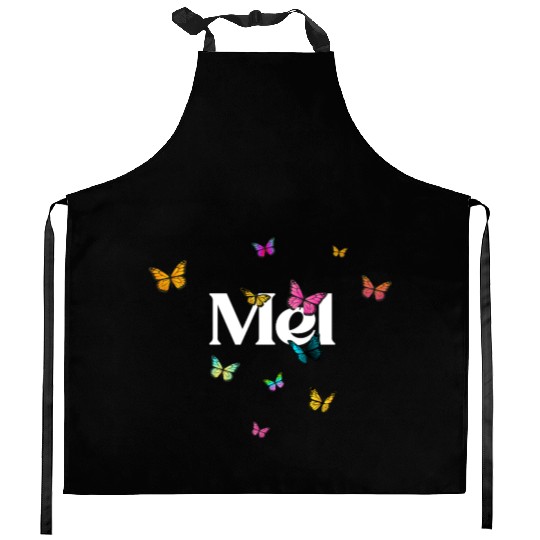 MEL - beautiful girl name with cute butterflies Kitchen Aprons