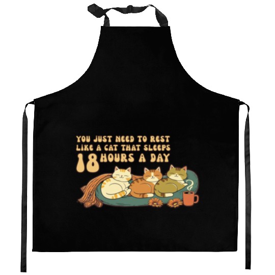 Relaxing Cat Nap Quote Design Kitchen Aprons