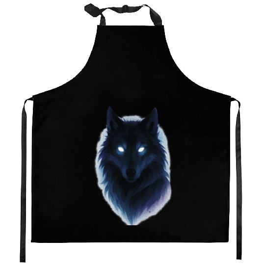 Enigmatic Howling Wolf Design Kitchen Aprons