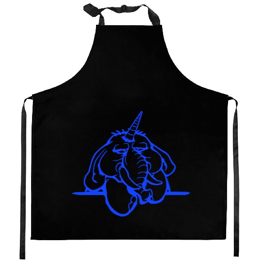 Unicorn Big Elephant Sitting Angry Sad Funny Cool Kitchen Aprons