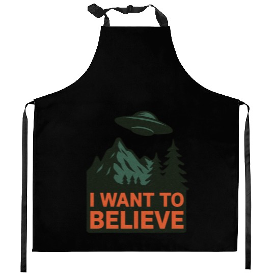 Mystical Forest UFO Graphic Kitchen Aprons