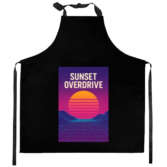 Sunset Overdrive – Vaporwave Summer Vibes Kitchen Aprons