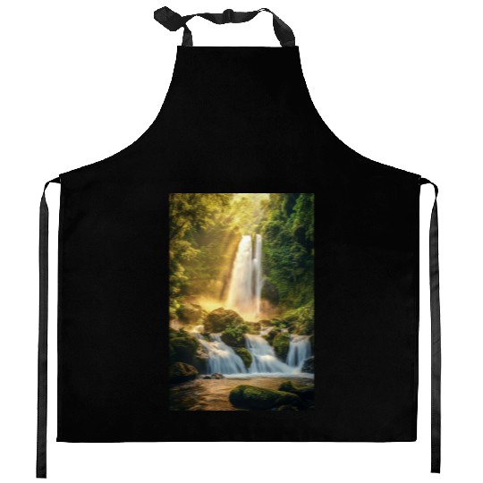 Sunrise Over Hidden Waterfall Kitchen Aprons