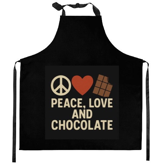 Peace Love and Chocolate Quote Design Kitchen Aprons
