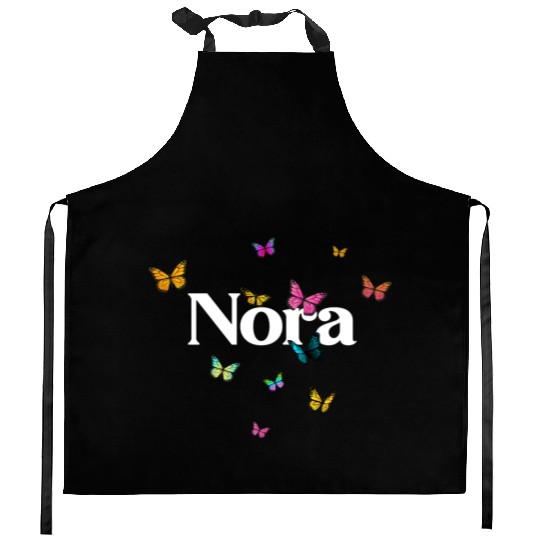 NORA - beautiful girl name with cute butterflies Kitchen Aprons