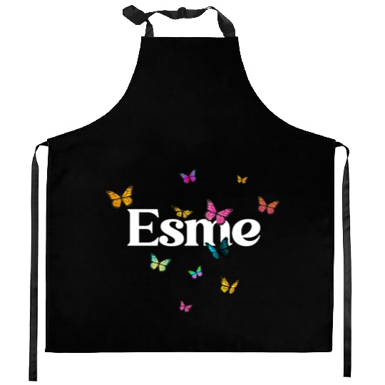 ESME - beautiful girl name with cute butterflies Kitchen Aprons