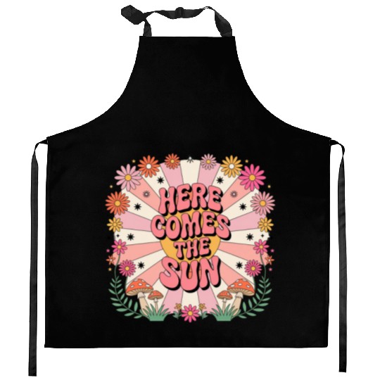 Here Comes The Sun Flowers Abstract Art Lover Kitchen Aprons
