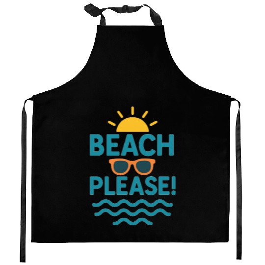 Sunny Beach Vacation Graphic Kitchen Aprons