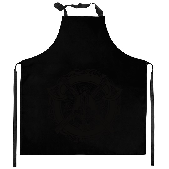 Axes of Valhalla: Viking Helmet Celtic Knot Design Kitchen Aprons