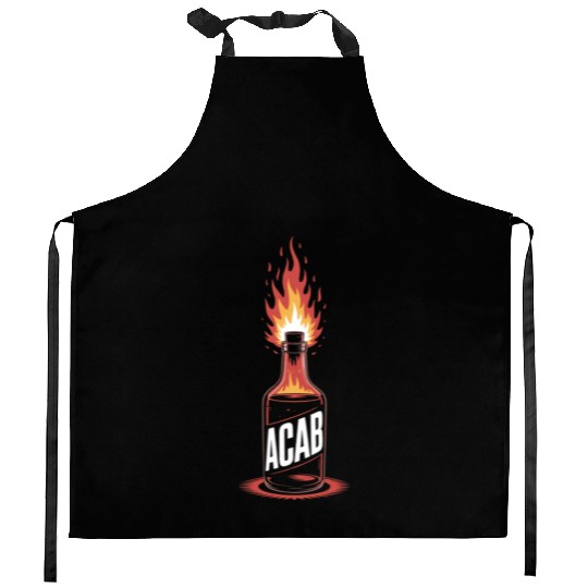Fiery ACAB Bottle Illustration Kitchen Aprons