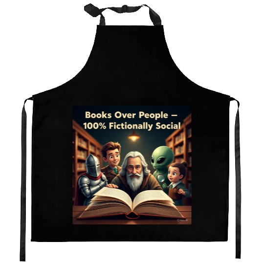 Fictional Alien and Wizard Book Lovers Kitchen Aprons