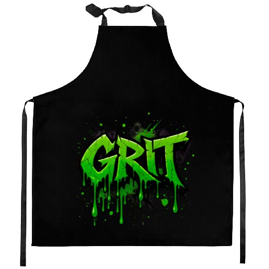 Grit – Bold Green Graffiti Power Kitchen Aprons