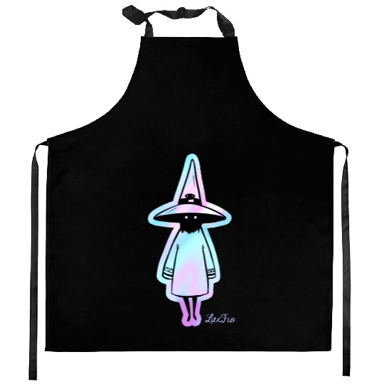 Mystical Witch with Neon Aura Kitchen Aprons