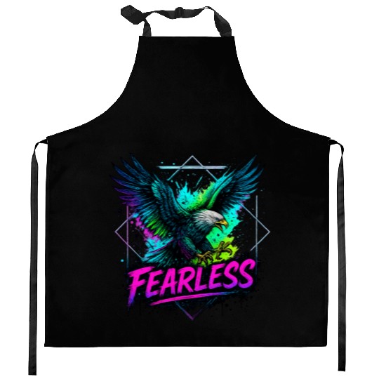 Fearless Eagle Neon Design Kitchen Aprons