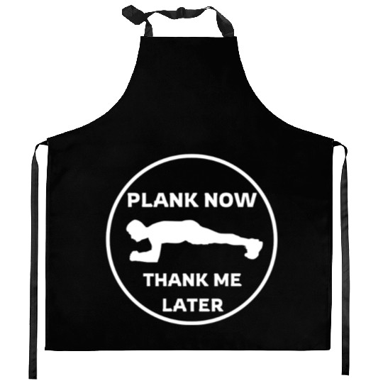 Humorous Plank Exercise Illustration Kitchen Aprons