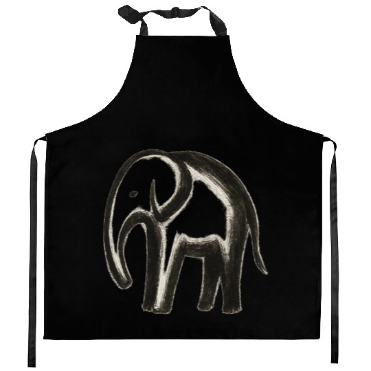 The Gentle Weight – Minimalist Elephant Ink Art Kitchen Aprons