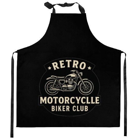 Retro Motorcycle Biker Club Emblem Kitchen Aprons