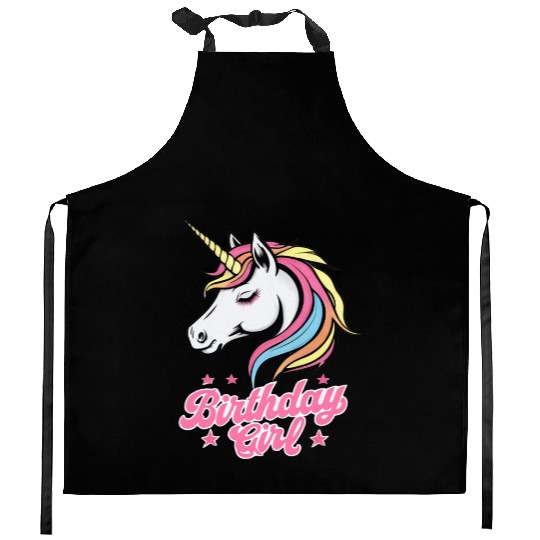 Sparkling Rainbow Unicorn Birthday Kitchen Aprons