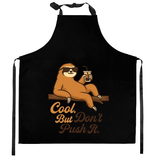 Relaxed Sloth with Sunglasses and Drink Kitchen Aprons