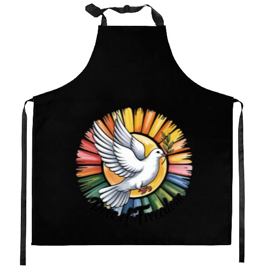 Peaceful Dove with Olive Branch Design Kitchen Aprons