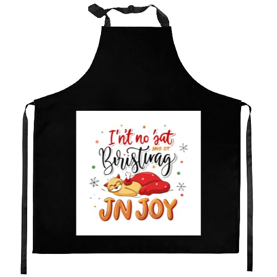 Festive Cat Joy Christmas Design Kitchen Aprons