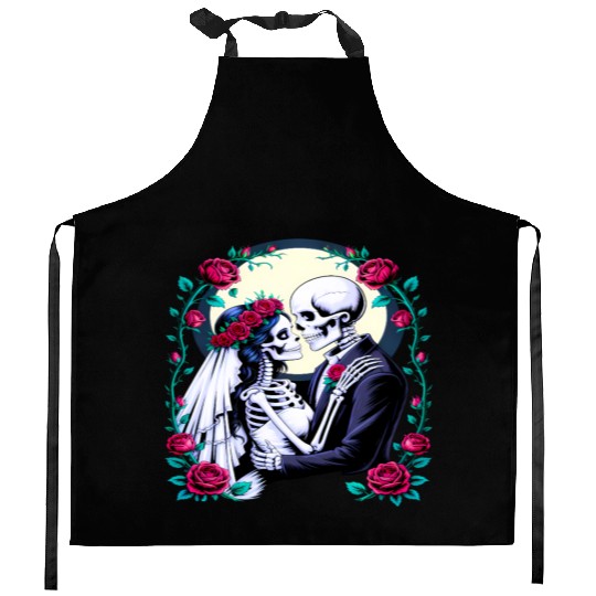 Bride and Groom Eternal Love Romantic Wedding Kitchen Aprons