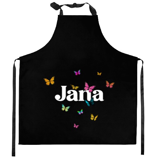 JANA - beautiful girl name with cute butterflies Kitchen Aprons