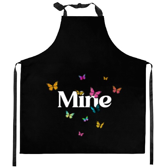 MINE - beautiful girl name with cute butterflies Kitchen Aprons