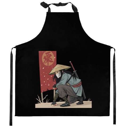 Ronin Samurai Warrior – Japanese Bushido Art Desig Kitchen Aprons