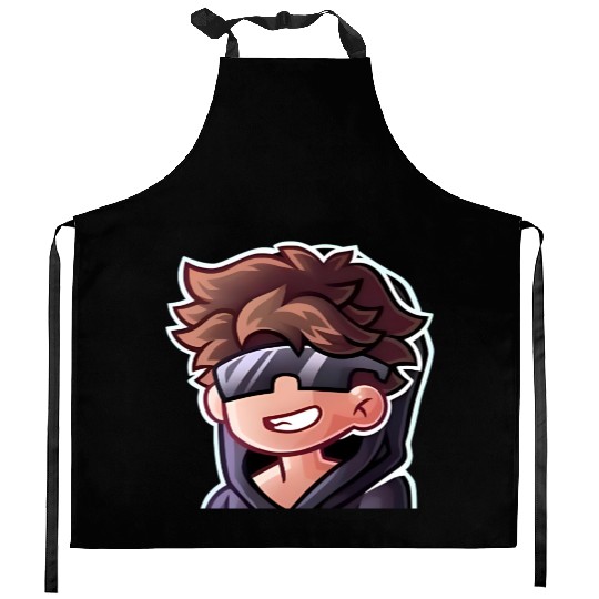 Cool Gamer Boy Logo – Fun Cartoon Avatar for Merch Kitchen Aprons