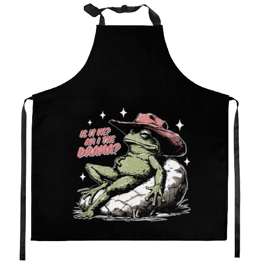Am I The Drama Whimsical Lizard frog Kitchen Aprons