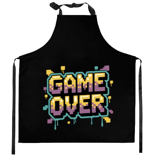 Pixelated Game Over Message Design Kitchen Aprons